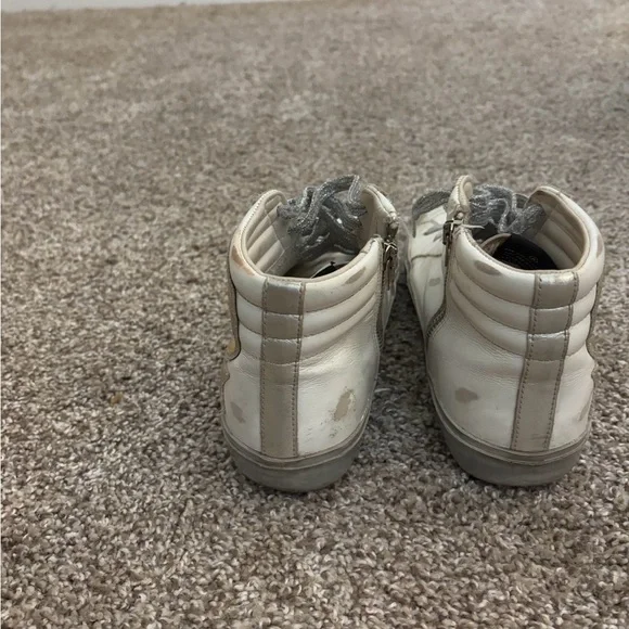 Golden Goose White and Gold Sneakers